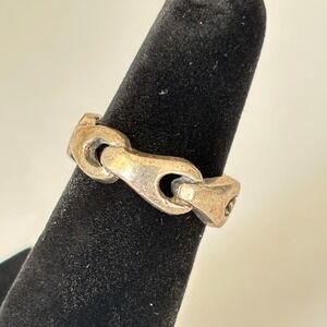 Sterling Silver Link Chain Ring Band Size 5.5